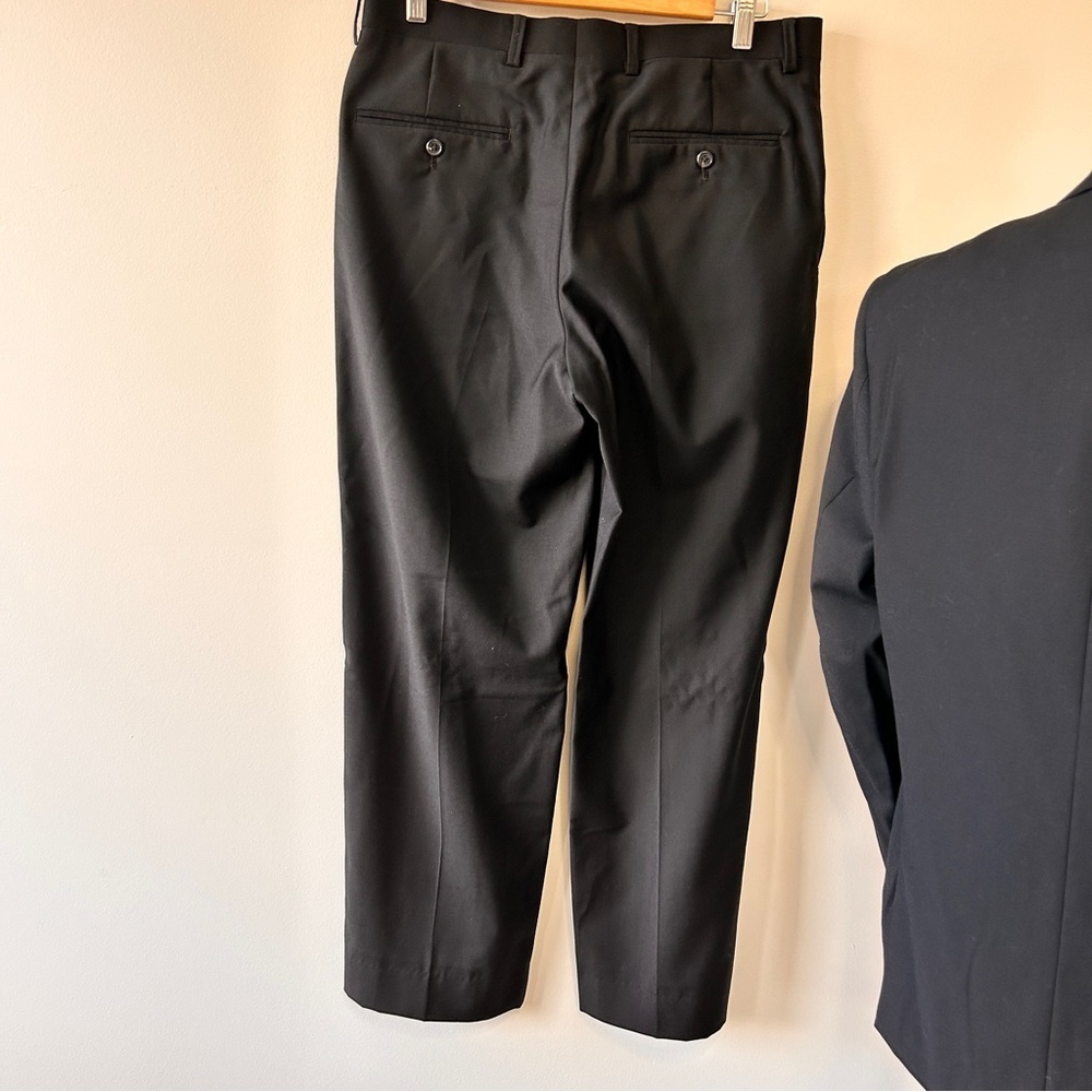 Perry Ellis Men’s 2 Piece Suit 38 Short Blazer & 32R Pants Black Wool Event - Picture 7 of 16